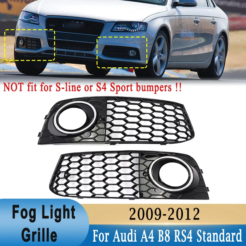 For Audi A4 B8 RS4 Style 2009-2012 Honeycomb Mesh Front Bumper Grille Fog Light Cover Bezel Chrome Ring 8KD807682 8KD807681 
For Audi A4 B8 RS4 Style 2009-2012 Honeycomb Mesh Front Bumper Grille Fog Light Cover Bezel Chrome Ring 8KD807682 8KD807681