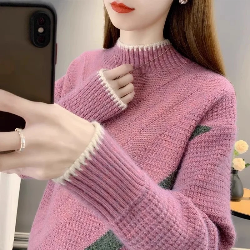Fashionable Loose Knitted Sweater Half High Collar Women's Inner Wear Base Shirt Autumn Winter New 2024 Style College Style
Fashionable Loose Knitted Sweater Half High Collar Women's Inner Wear Base Shirt Autumn Winter New 2024 Style College Style