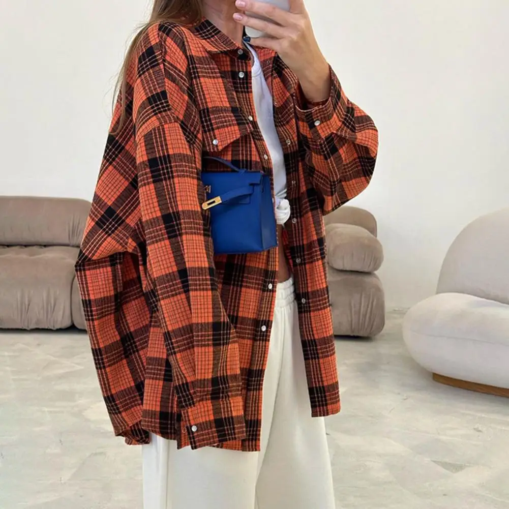 Long-sleeve Blouse Plaid Print Lapel Shirt Coat for Women with Single-breasted Buttons Flap Pockets Loose for Women for Women
Long-sleeve Blouse Plaid Print Lapel Shirt Coat for Women with Single-breasted Buttons Flap Pockets Loose for Women for Women
