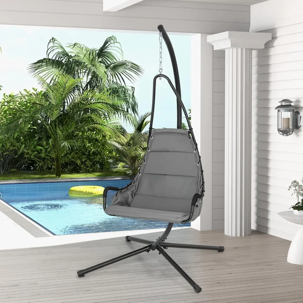 Hanging Chair with Stand, Hammock Swing Chair with Extra Large Padded Seat, Heavy-Duty Metal Frame, Indoor Outdoor Hammock.
Hanging Chair with Stand, Hammock Swing Chair with Extra Large Padded Seat, Heavy-Duty Metal Frame, Indoor Outdoor Hammock.