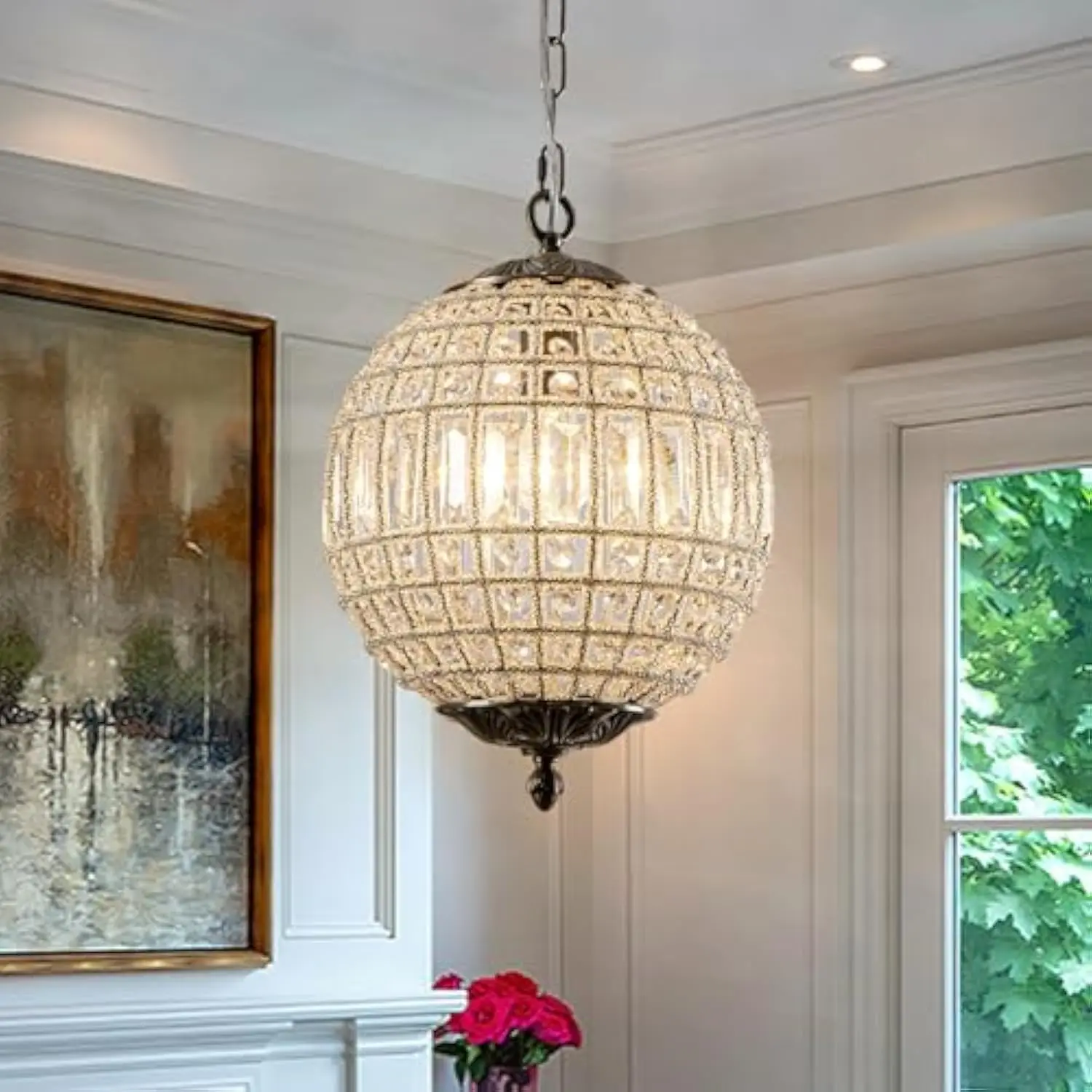 Antique Bronze Crystal Globe Chandelier, 12 Adjustable Retro Sphere Chandeliers Crystal Classic Pendant Light Fixture for Livin
Antique Bronze Crystal Globe Chandelier, 12 Adjustable Retro Sphere Chandeliers Crystal Classic Pendant Light Fixture for Livin