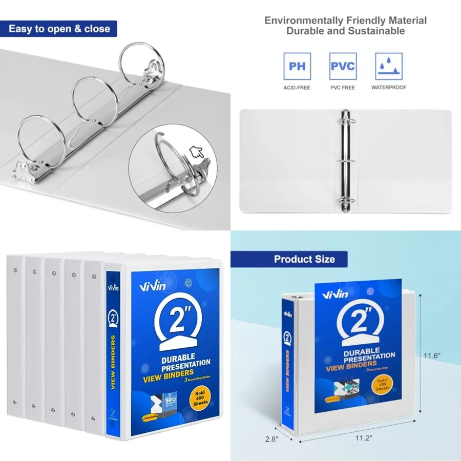 Ring Binder, Sturdy "-Round Rg Bder with terior Pockets, Clear View Cover, PVC-Free, Fits 400 Sheets of 8.5'' x '' Paper, Offic
Ring Binder, Sturdy "-Round Rg Bder with terior Pockets, Clear View Cover, PVC-Free, Fits 400 Sheets of 8.5'' x '' Paper, Offic