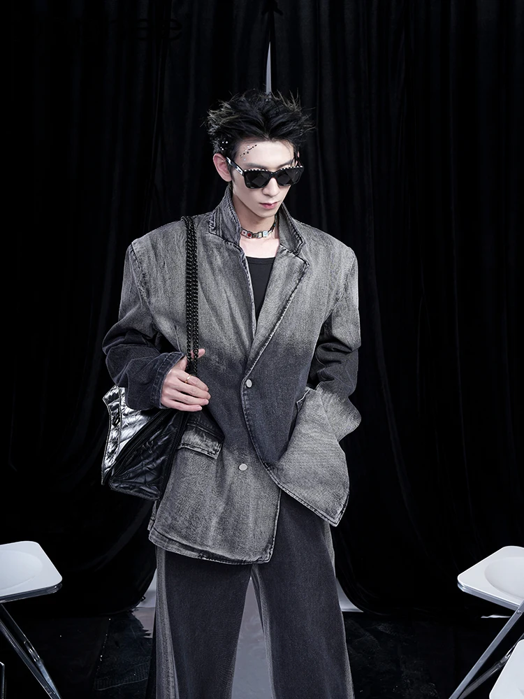 Suit Collar Denim Jackets Men's 2024 Spring Autumn Trendy Male High-End Gradient Handsome Man Padded Shoulder Denim Jacket
Suit Collar Denim Jackets Men's 2024 Spring Autumn Trendy Male High-End Gradient Handsome Man Padded Shoulder Denim Jacket