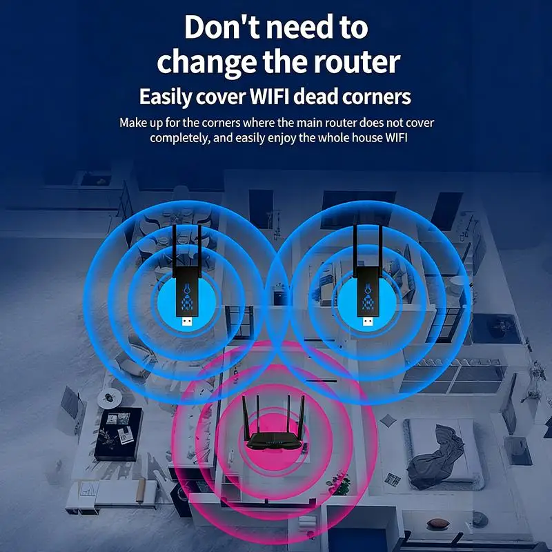 Dual Band 1300Mbps WiFi Range Extender USB Signal Amplifier Router Repeater Wall-Penetrating Home Network Booster
Dual Band 1300Mbps WiFi Range Extender USB Signal Amplifier Router Repeater Wall-Penetrating Home Network Booster