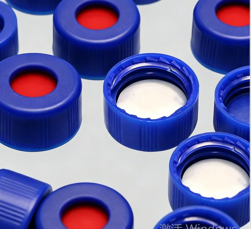 00pcs/bag Φ9*1mm White PTFE/Red Silicone Septa, 9mm Blue Screw PP Cap, 6mm Centre Hole for 2ml Sample Screw Thread Vial,
00pcs/bag Φ9*1mm White PTFE/Red Silicone Septa, 9mm Blue Screw PP Cap, 6mm Centre Hole for 2ml Sample Screw Thread Vial,