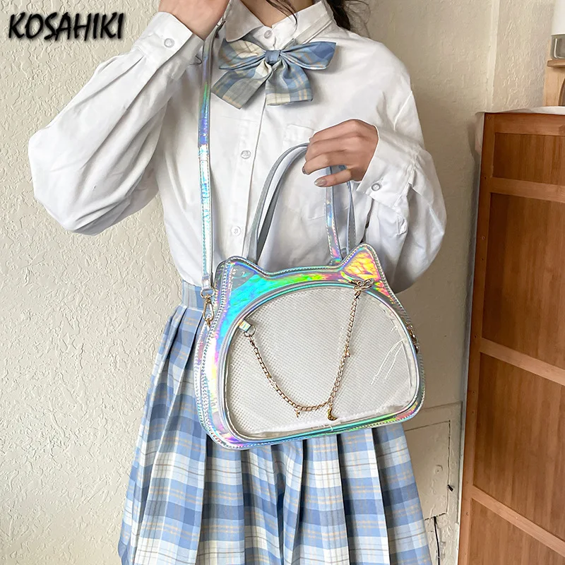 Голографическая Y2k Эстетическая модная сумка Ita для милых девочек Kawaii Cat Chain сумки через плечо прозрачные простые сумки на плечо женские
Голографическая Y2k Эстетическая модная сумка Ita для милых девочек Kawaii Cat Chain сумки через плечо прозрачные простые сумки на плечо женские