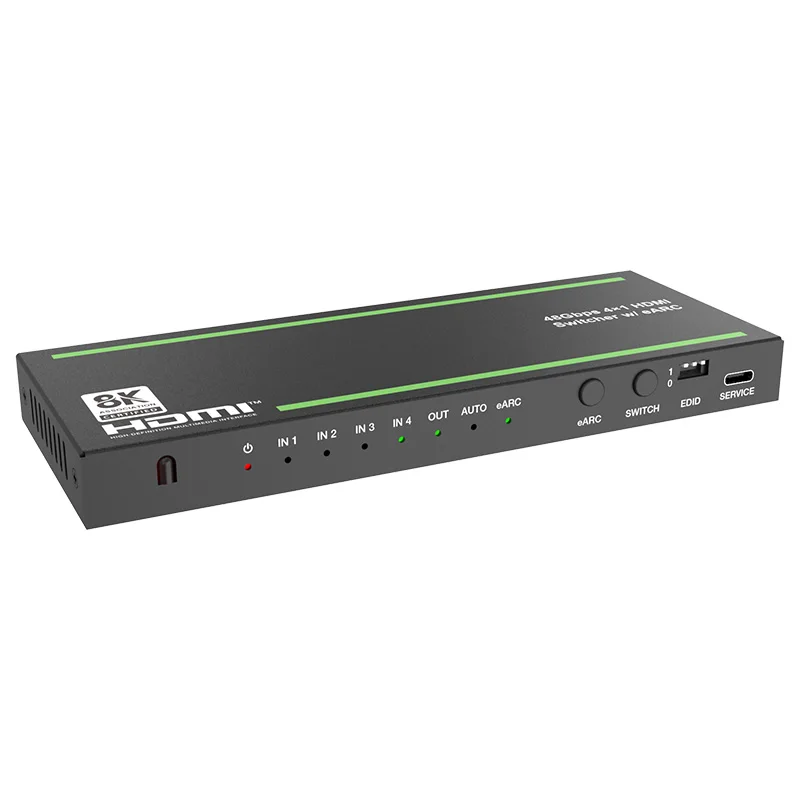 8K 60Hz 48G 4x1 Switcher With ARC/eARC Audio De-embedded EDID CEC
8K 60Hz 48G 4x1 Switcher With ARC/eARC Audio De-embedded EDID CEC
