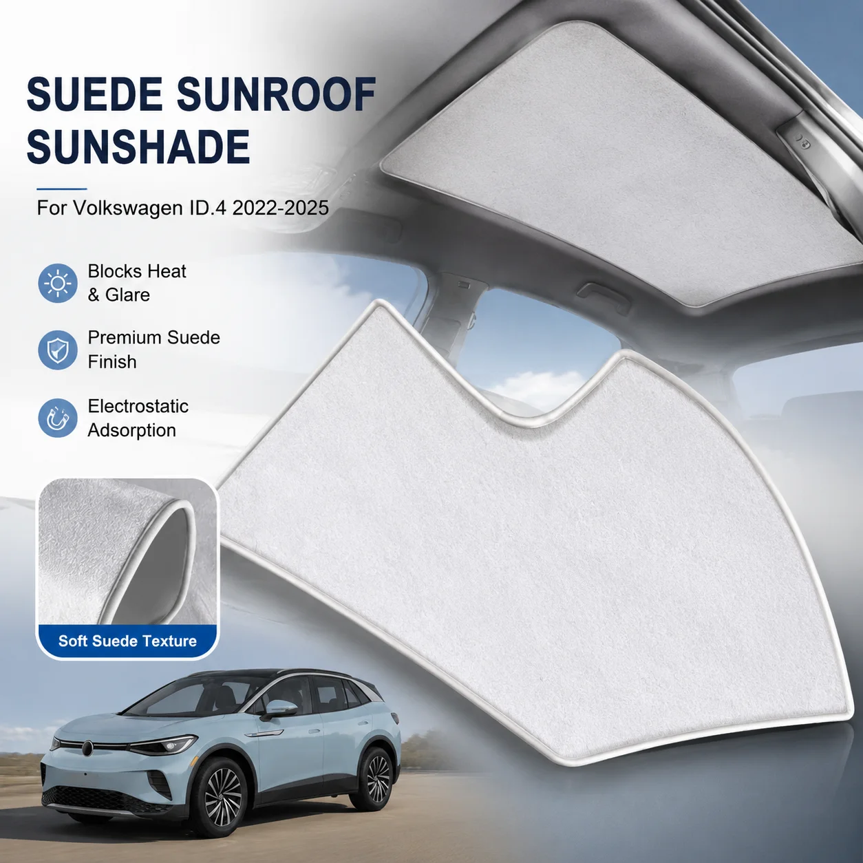 Car Suede Fabric Electrostatic Adsorption Sunroof Sunshade For Volkswagen ID.4 2022-2025 Heat Insulation Skylight Auto Accessory
Car Suede Fabric Electrostatic Adsorption Sunroof Sunshade For Volkswagen ID.4 2022-2025 Heat Insulation Skylight Auto Accessory
