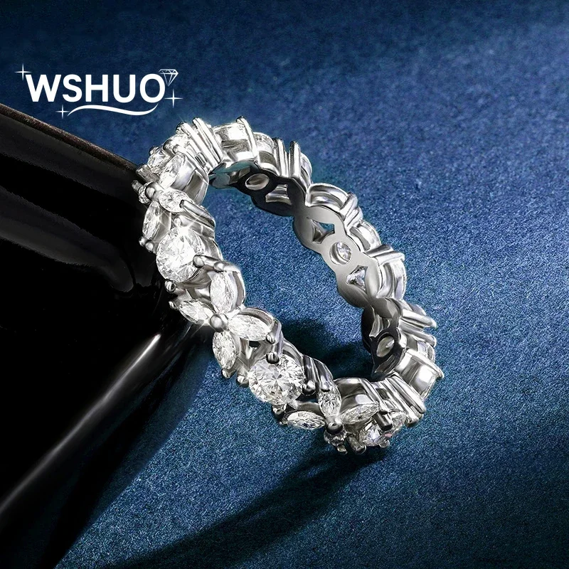 WSHUO Full Moissanite Marquise Cutting Ring 925 Sterling Silver Clover Eternity Diamond Ring Band for Women Wedding Fine Jewelry
WSHUO Full Moissanite Marquise Cutting Ring 925 Sterling Silver Clover Eternity Diamond Ring Band for Women Wedding Fine Jewelry