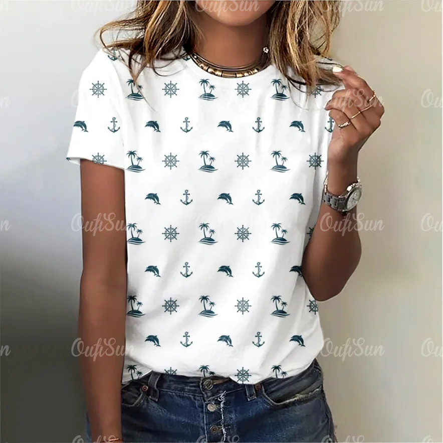 2024 New Style T-Shirt For Women Anchor Print Top Summer Oversized T-Shirts For Women's Clothing O-Neck Female Fashion Plus Size
2024 New Style T-Shirt For Women Anchor Print Top Summer Oversized T-Shirts For Women's Clothing O-Neck Female Fashion Plus Size
