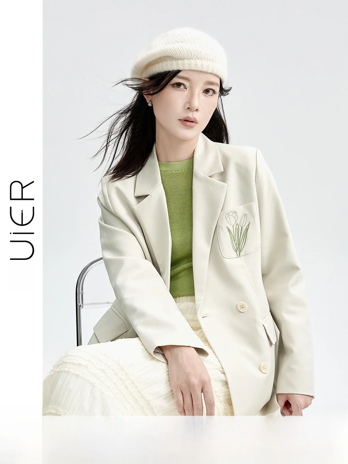 Casual Sle Embroidered Suit Jaet Women's Loose Fit Ele Autumn Top by Guier Long Sve Double Button Plant Floral Pat...
Casual Sle Embroidered Suit Jaet Women's Loose Fit Ele Autumn Top by Guier Long Sve Double Button Plant Floral Pat...