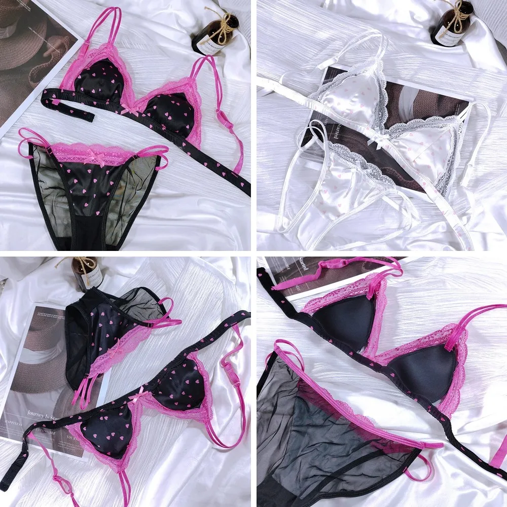 Thin Triangle Bra & Panty Set - Satin Lace Bralette for Small Chest, Sexy Push Up Lingerie
Thin Triangle Bra & Panty Set - Satin Lace Bralette for Small Chest, Sexy Push Up Lingerie