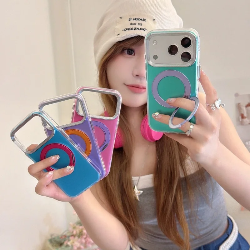 Fashion Solid Color Magnetic Rotation Stand Phone Case For iPhone 17 Pro 16 15 Pro Max Cover with Holder Acrylic Hard Protective
Fashion Solid Color Magnetic Rotation Stand Phone Case For iPhone 17 Pro 16 15 Pro Max Cover with Holder Acrylic Hard Protective