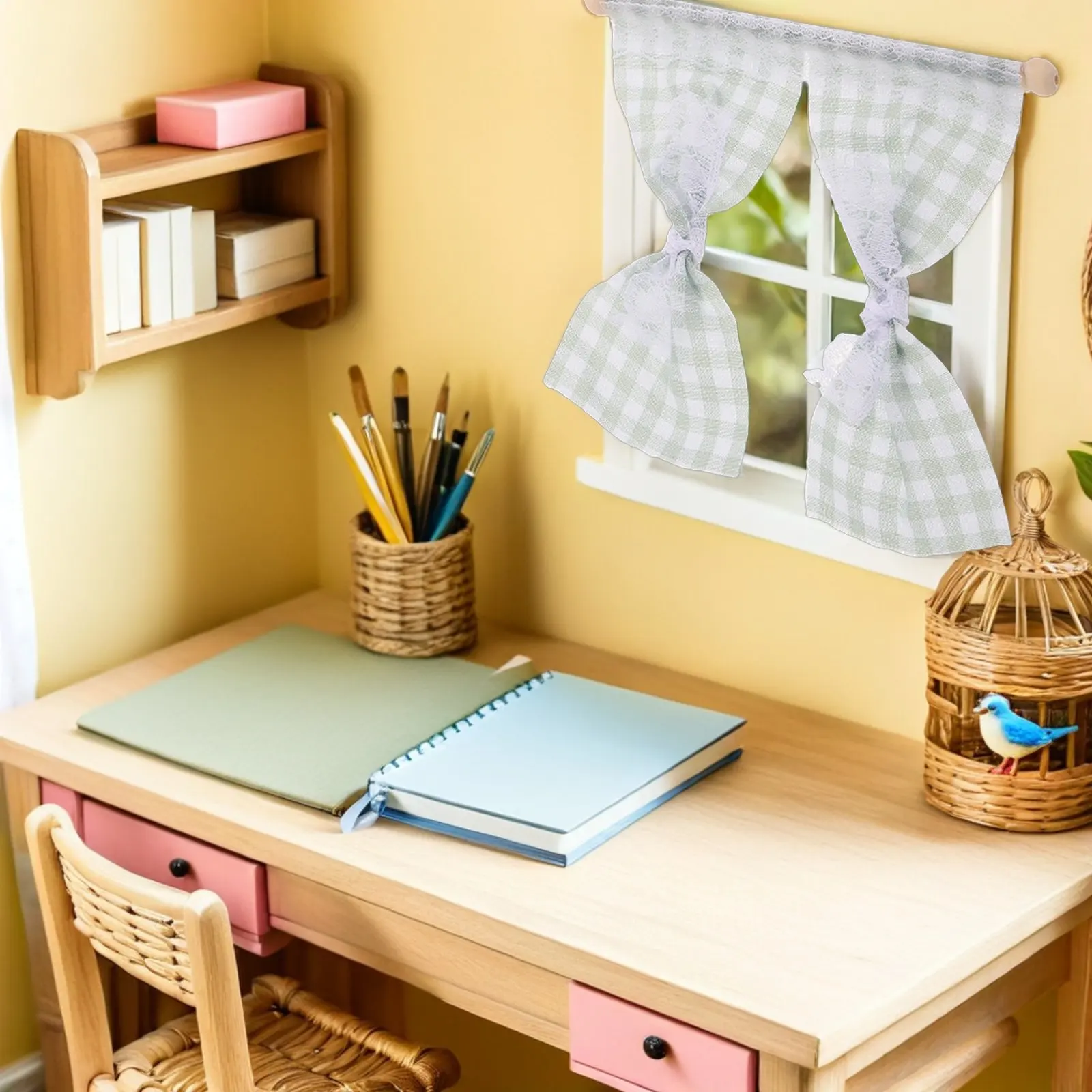 2Pcs Miniature Curtains 1:12 Scale Green with Rails for Dollhouse Window Accessories Bedroom Living Room DIY Crafting Decor
2Pcs Miniature Curtains 1:12 Scale Green with Rails for Dollhouse Window Accessories Bedroom Living Room DIY Crafting Decor