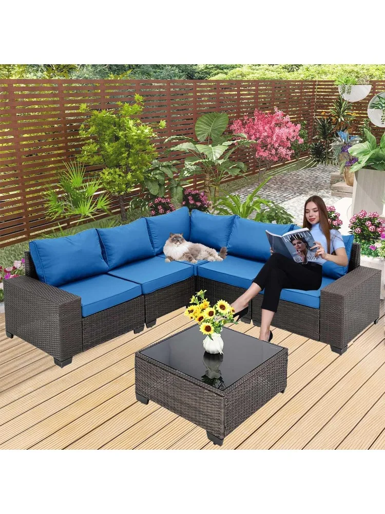 6 Pieces Outdoor Patio Furniture Set, Waterproof Wicker Outdoor Sectional Sofa with Thick Cushions, All-Weather Rattan Sectional
6 Pieces Outdoor Patio Furniture Set, Waterproof Wicker Outdoor Sectional Sofa with Thick Cushions, All-Weather Rattan Sectional