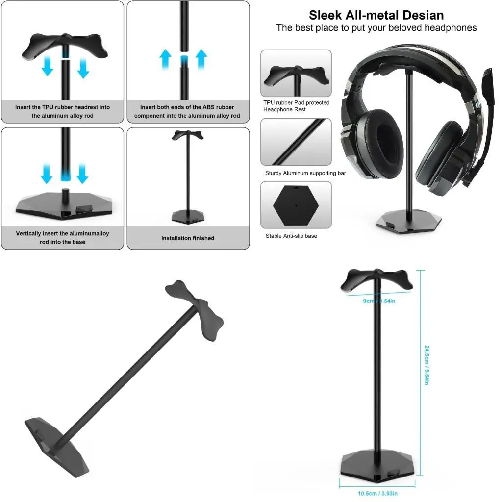 652F Headset Holder Stand Storage Organiser Rack with Large Base Ensures Stability and Protects Headphones from Damage
652F Headset Holder Stand Storage Organiser Rack with Large Base Ensures Stability and Protects Headphones from Damage