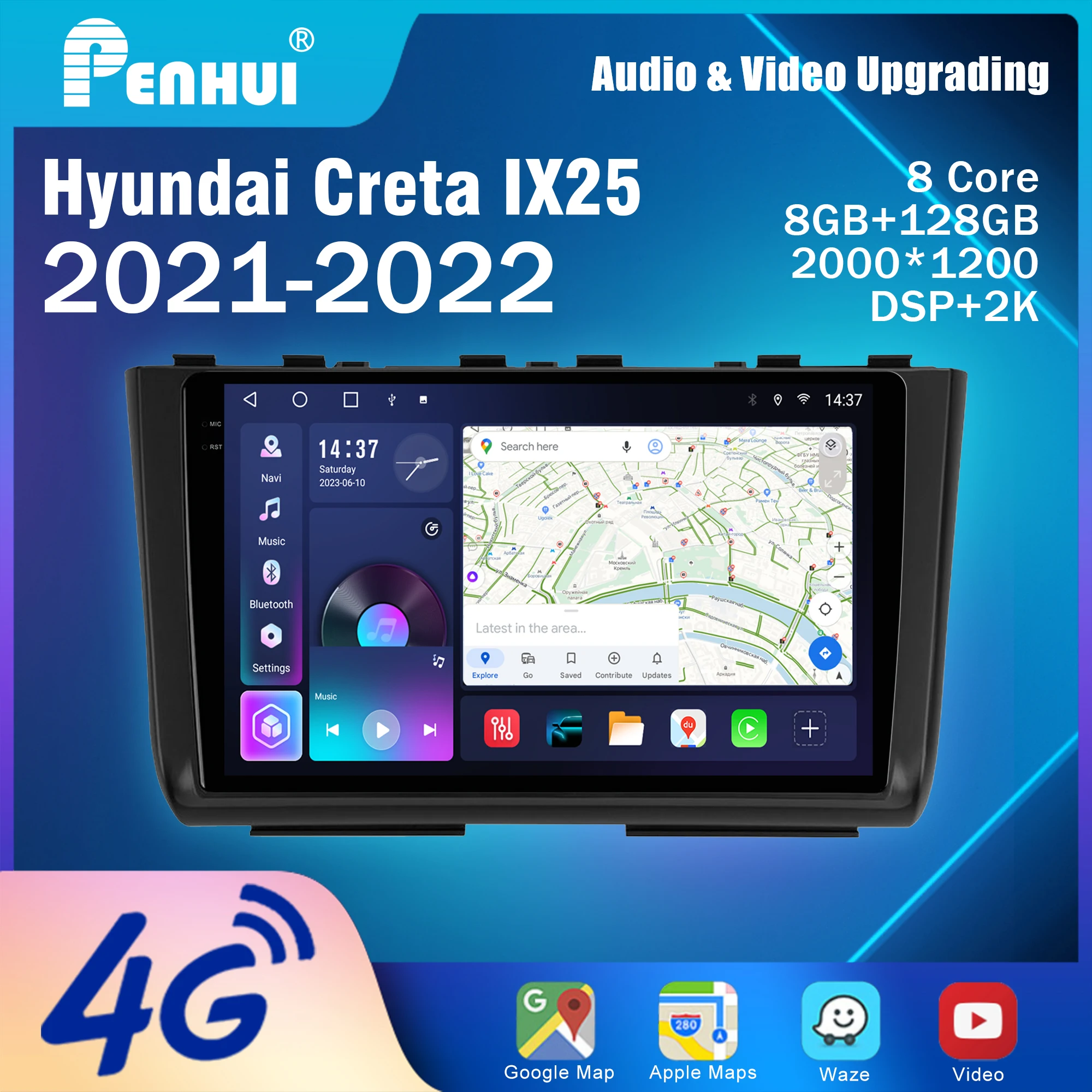 Penhui для Hyundai Creta IX25 2021-2022 Android Автомобильный DVD Мультимедийный плеер Экран Аудио Видео 2 Din DSP Bluetooth CarPlay Радио
Penhui для Hyundai Creta IX25 2021-2022 Android Автомобильный DVD Мультимедийный плеер Экран Аудио Видео 2 Din DSP Bluetooth CarPlay Радио