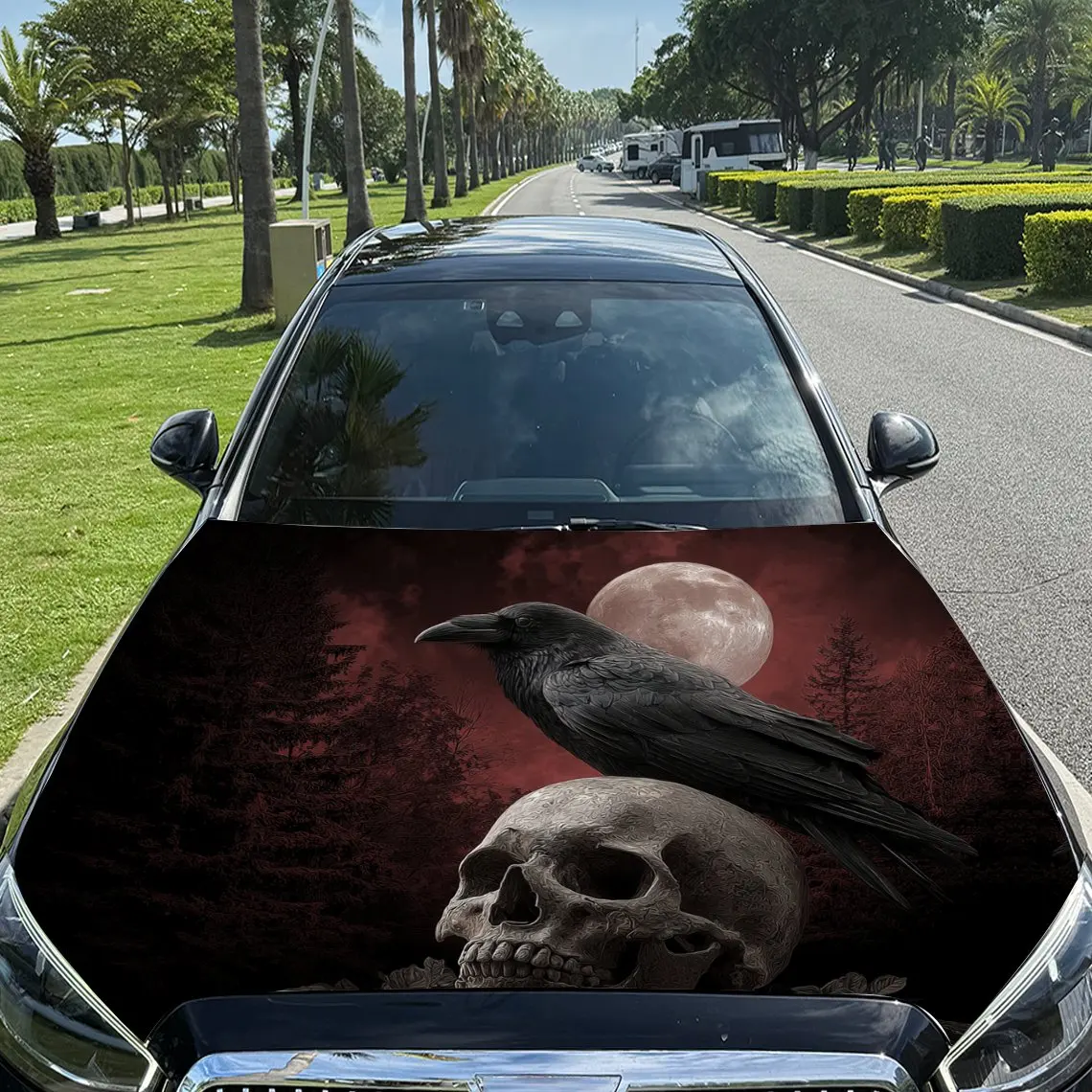 Forest Blood Moon Raven and Skull Car Vinyl Wrap, PVC Material Waterproof Car Hood Sticker, Self-Adhesive Scratch-Resistant Stic
Forest Blood Moon Raven and Skull Car Vinyl Wrap, PVC Material Waterproof Car Hood Sticker, Self-Adhesive Scratch-Resistant Stic