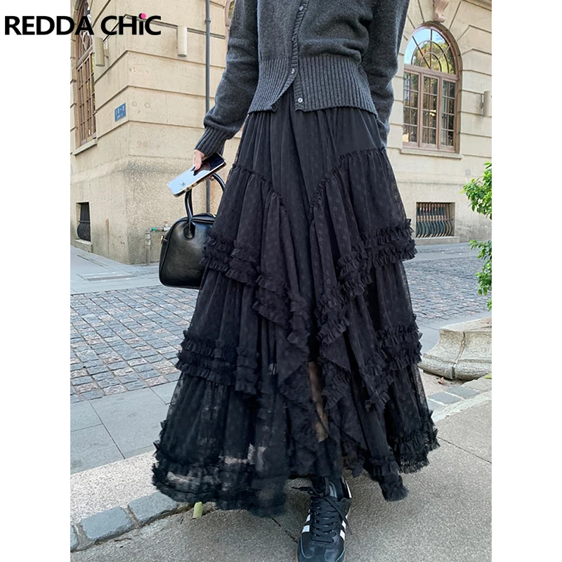 ReddaChic Women's Floral Lace Puffy Cake Skirt Elastic Waist Layered Ruffle Irregualr Hem Frilly Maxi Long Skirt Retro Ball Gown
ReddaChic Women's Floral Lace Puffy Cake Skirt Elastic Waist Layered Ruffle Irregualr Hem Frilly Maxi Long Skirt Retro Ball Gown