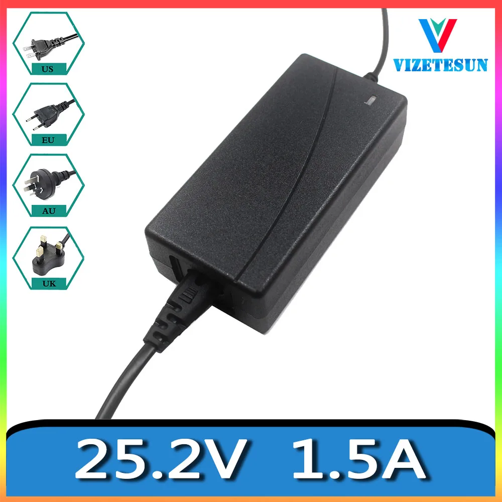 25.2V 1.5A Electric Vehicle Lithium Battery Charger Lithium Battery Pack Connector Charger DC 5.5*2.1MM
25.2V 1.5A Electric Vehicle Lithium Battery Charger Lithium Battery Pack Connector Charger DC 5.5*2.1MM