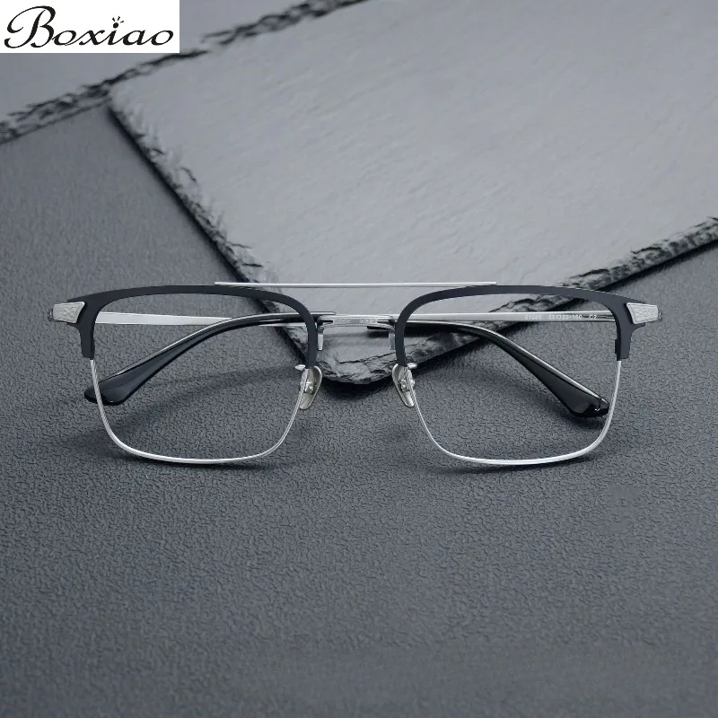 81085 Double-beam Glasses Frame Men's Large-size Eyebrow Glasses Frame Anti-blue Light Photochromic Titanium
81085 Double-beam Glasses Frame Men's Large-size Eyebrow Glasses Frame Anti-blue Light Photochromic Titanium
