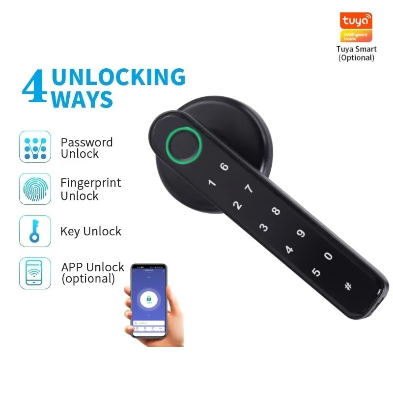 Tuya Smart Door lock Fingerprint Password Single Latch Lock With Key For Indoor Wooden Door Use Bluetooth-compatiable
Tuya Smart Door lock Fingerprint Password Single Latch Lock With Key For Indoor Wooden Door Use Bluetooth-compatiable