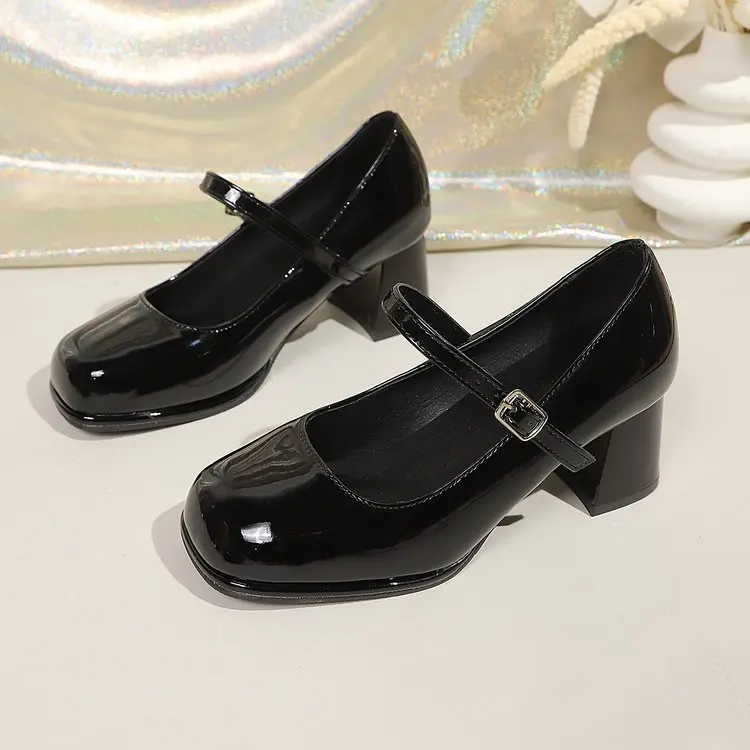 Women High Heels Mary Janes Shoes Spring Autumn New Patent Leather Comfort Heeled Shoes Woman Chunky Heel Pumps Black Work Shoes
Women High Heels Mary Janes Shoes Spring Autumn New Patent Leather Comfort Heeled Shoes Woman Chunky Heel Pumps Black Work Shoes