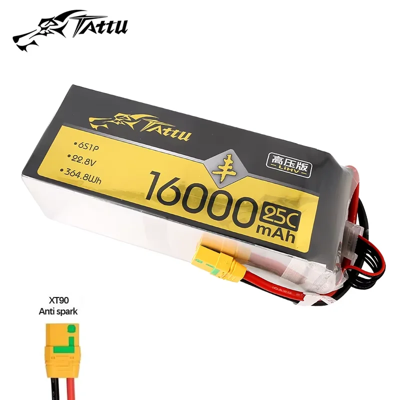 Upgrade TATTU 16000mAh 25C 22.8V LiPo Battery For RC Helicopter Quadcopter FPV Racing Drone Parts With XT90S Plug 6S Battery
Upgrade TATTU 16000mAh 25C 22.8V LiPo Battery For RC Helicopter Quadcopter FPV Racing Drone Parts With XT90S Plug 6S Battery