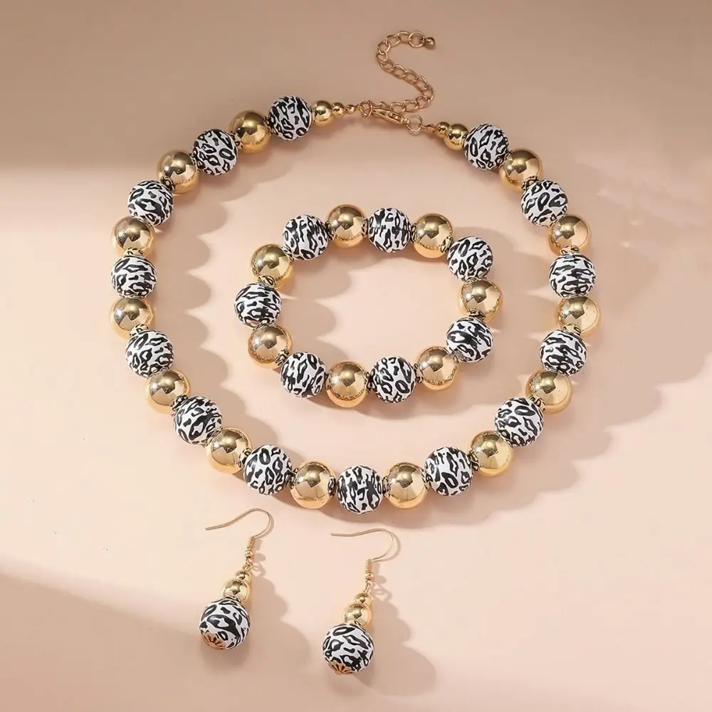 Imitation Pearl Necklace Earring Jewelry Set Leopard Exaggeration Women's Necklace Fashion Personalized Clavicle Chain Party 
Imitation Pearl Necklace Earring Jewelry Set Leopard Exaggeration Women's Necklace Fashion Personalized Clavicle Chain Party
