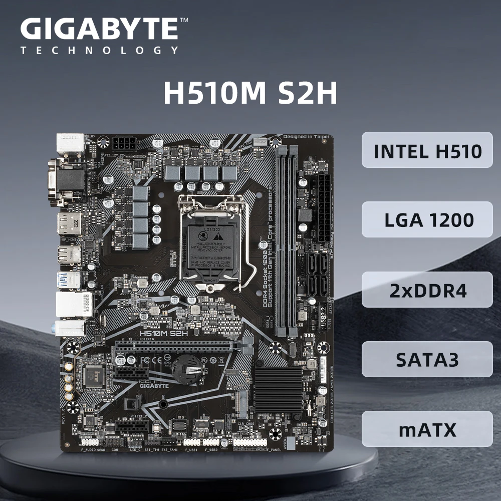 GIGABYTE H510M S2H Mainboard Supports LGA 1200 Socket i9-10900K i7-10700K i5-10600K 10400F INTEL H470 2xDDR4 1xM.2 PCIe 3.0 mATX
GIGABYTE H510M S2H Mainboard Supports LGA 1200 Socket i9-10900K i7-10700K i5-10600K 10400F INTEL H470 2xDDR4 1xM.2 PCIe 3.0 mATX