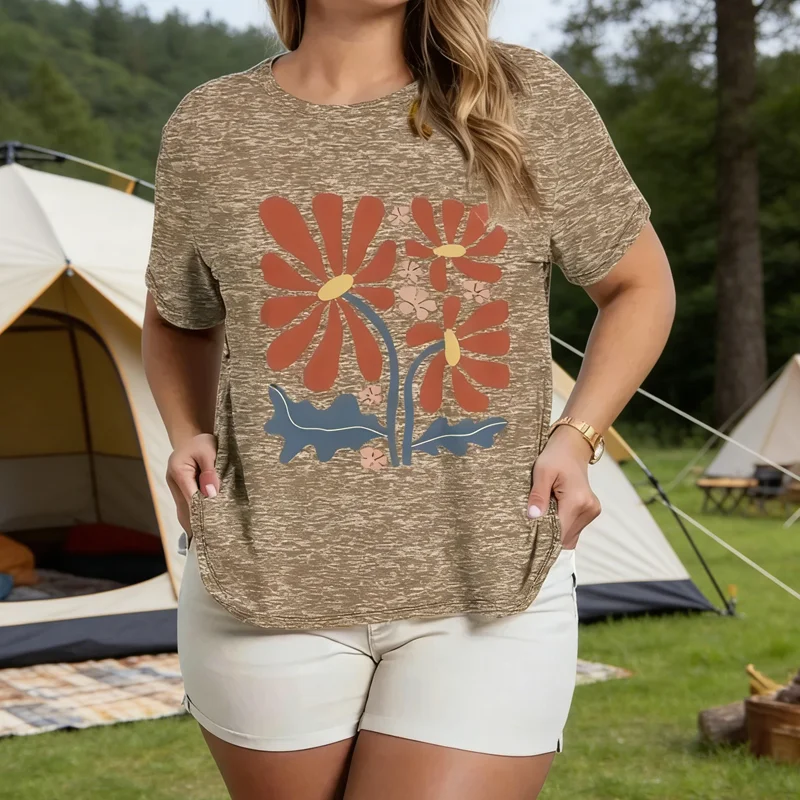 Plus Size 1XL-5XL Women's Print Graphic T-Shirt Loose Fit Round Neck Short Sleeve Tee Ladies Casual Short Sleeve T-shirt Tops
Plus Size 1XL-5XL Women's Print Graphic T-Shirt Loose Fit Round Neck Short Sleeve Tee Ladies Casual Short Sleeve T-shirt Tops