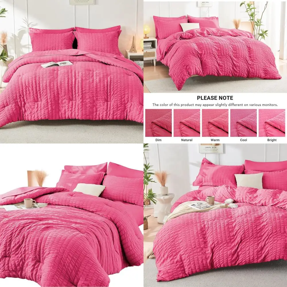 7-Piece All-Season Luxury Pink Comforter Set: Bed in a Bag with Sheets, Pillowcases & Shams
7-Piece All-Season Luxury Pink Comforter Set: Bed in a Bag with Sheets, Pillowcases & Shams
