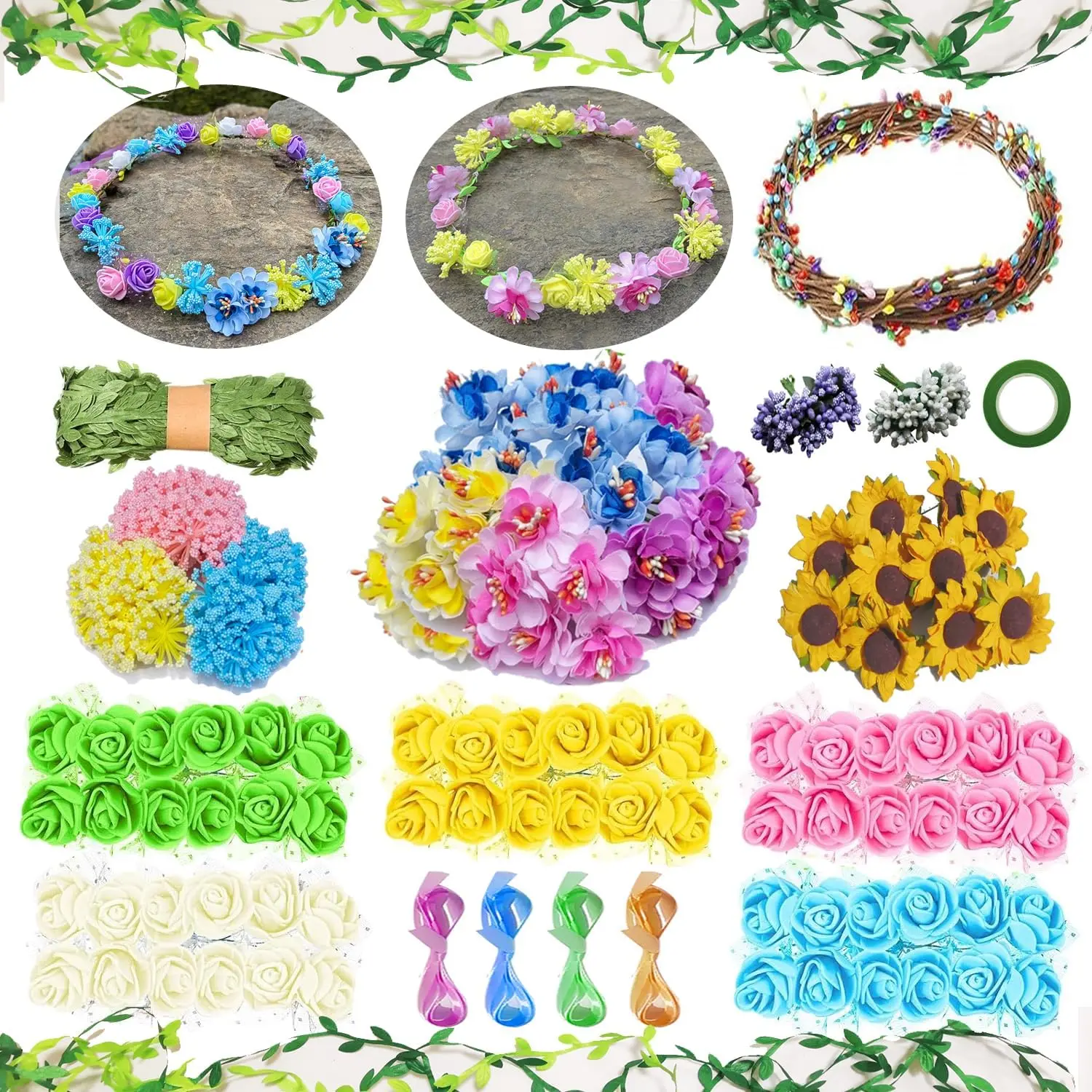DIY Floral Crowns Craft Kit, Make 12 Flower Headbands & Bracelets for Women
DIY Floral Crowns Craft Kit, Make 12 Flower Headbands & Bracelets for Women