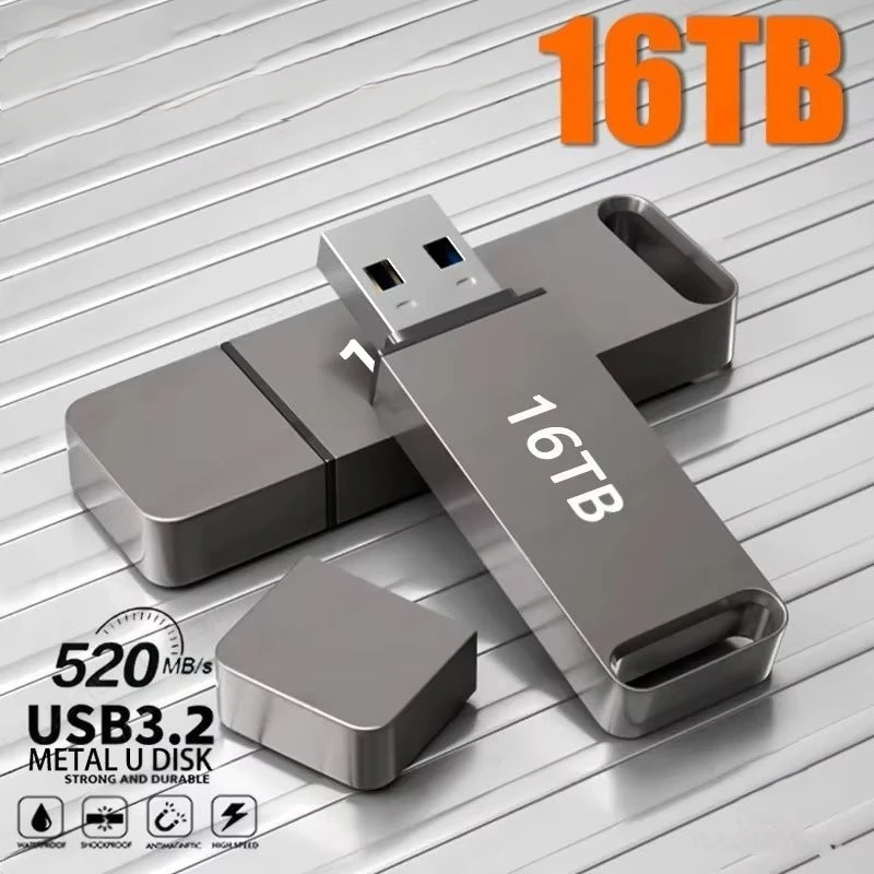 16TB Flash Drive USB 3.2 High Speed Transfer Type C U Metal Flash SSD Portable Mini Flash Drive Memory Waterproof U Drive New
16TB Flash Drive USB 3.2 High Speed Transfer Type C U Metal Flash SSD Portable Mini Flash Drive Memory Waterproof U Drive New