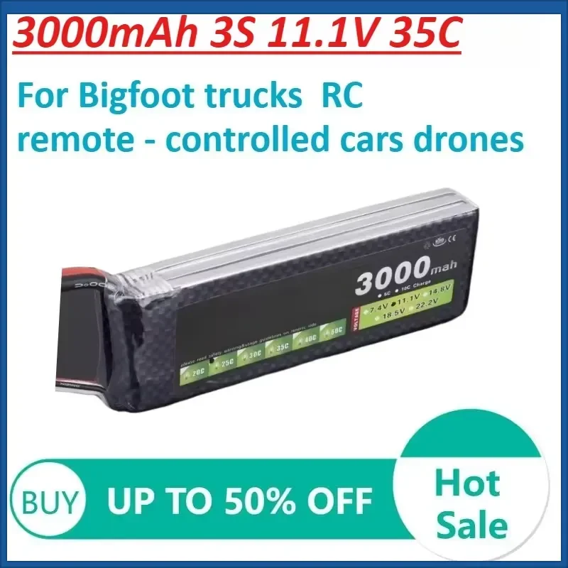 Aeromodelling LiPo Battery 3000mAh 3S 11.1V 35C for Bigfoot trucks RC remote - controlled cars drones
Aeromodelling LiPo Battery 3000mAh 3S 11.1V 35C for Bigfoot trucks RC remote - controlled cars drones
