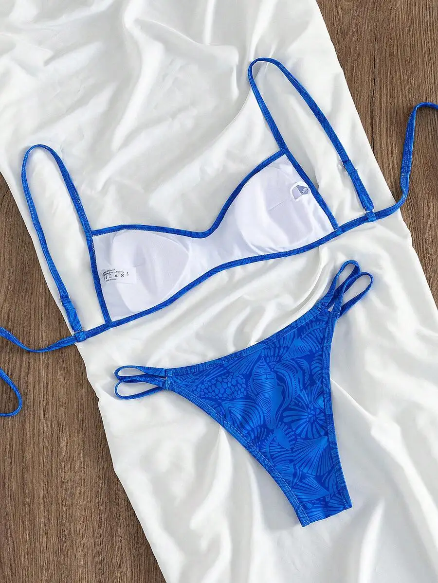 Blue Seashell Print Tie Side High Cut Triangle Bikini Set Women Swimwear
Blue Seashell Print Tie Side High Cut Triangle Bikini Set Women Swimwear