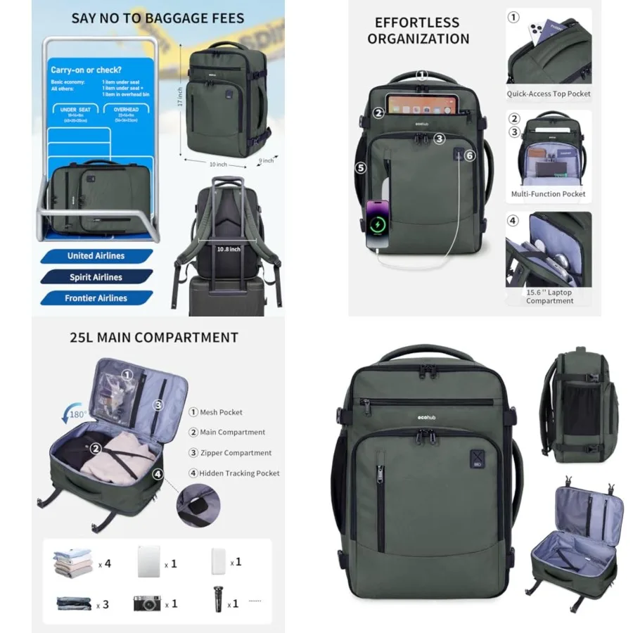 17" Small Travel Backpack, United Airlines Personal Item Bag 17x10x9 with 16 Pockets, Water Resistant Rucksacks Fit 15.6" Lapto
17" Small Travel Backpack, United Airlines Personal Item Bag 17x10x9 with 16 Pockets, Water Resistant Rucksacks Fit 15.6" Lapto