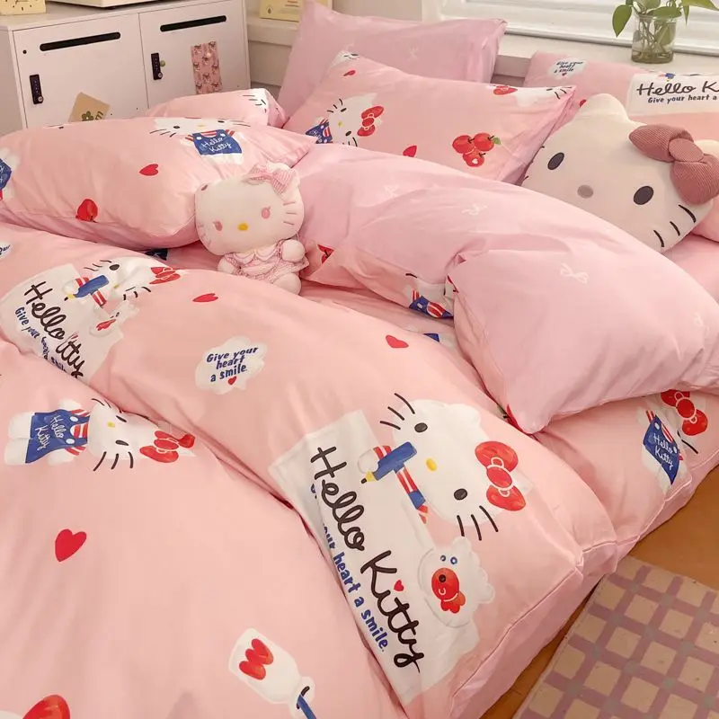 Sanrio Hello Kitty Bedding Four-Piece Set Cartoon Cute Kawaii Bedroom Three-Piece Suit Bed Sheet Quilt Cover Girls Toys Gifts
Sanrio Hello Kitty Bedding Four-Piece Set Cartoon Cute Kawaii Bedroom Three-Piece Suit Bed Sheet Quilt Cover Girls Toys Gifts