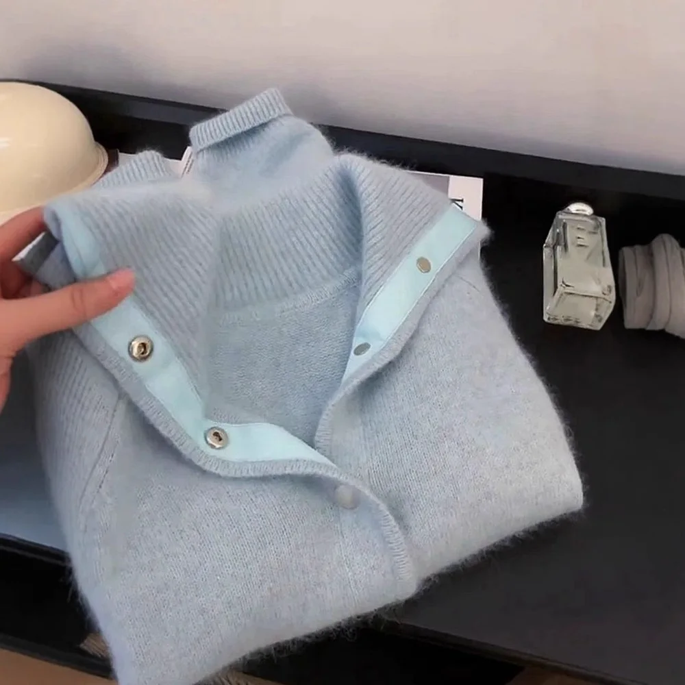 Свитер женский, осень/зима 2022, новый мягкий клейкий синий свитер из мохера, вязаный кардиган, пальто
Свитер женский, осень/зима 2022, новый мягкий клейкий синий свитер из мохера, вязаный кардиган, пальто