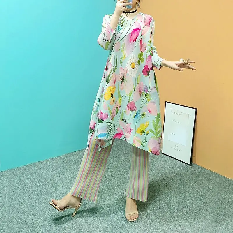 Fashion Autumn Dress Female 2023 New High end Round Neck Casual Flower Print Pleated Dress 3/4 Sleeves Loose Skirt Female Tops
Fashion Autumn Dress Female 2023 New High end Round Neck Casual Flower Print Pleated Dress 3/4 Sleeves Loose Skirt Female Tops