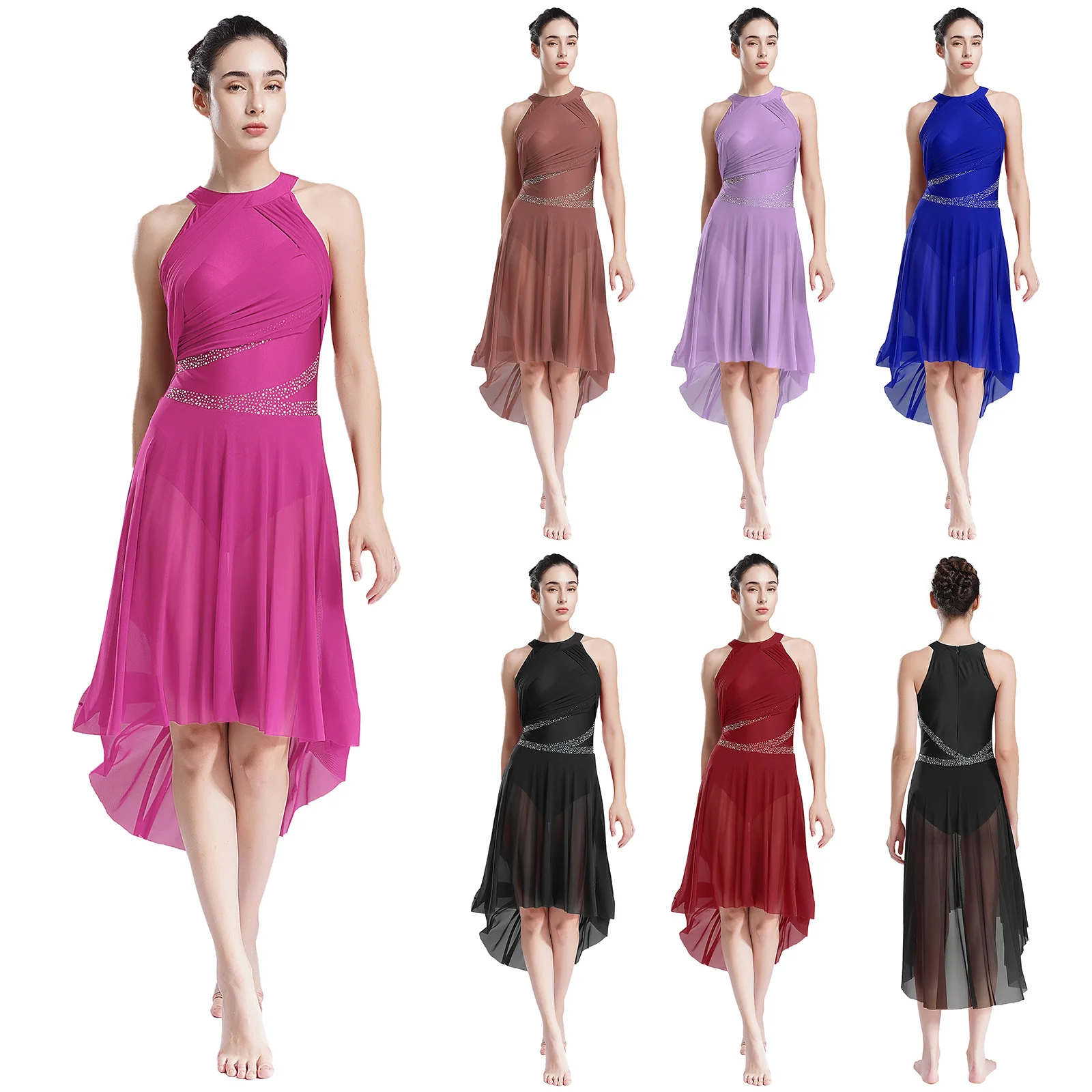 Women Adult Lyrical Dance Dress Modern Contemporary Costume Sparkly Rhinestones Ruched Asymmetrical Hem Ballet Dancewear
Women Adult Lyrical Dance Dress Modern Contemporary Costume Sparkly Rhinestones Ruched Asymmetrical Hem Ballet Dancewear