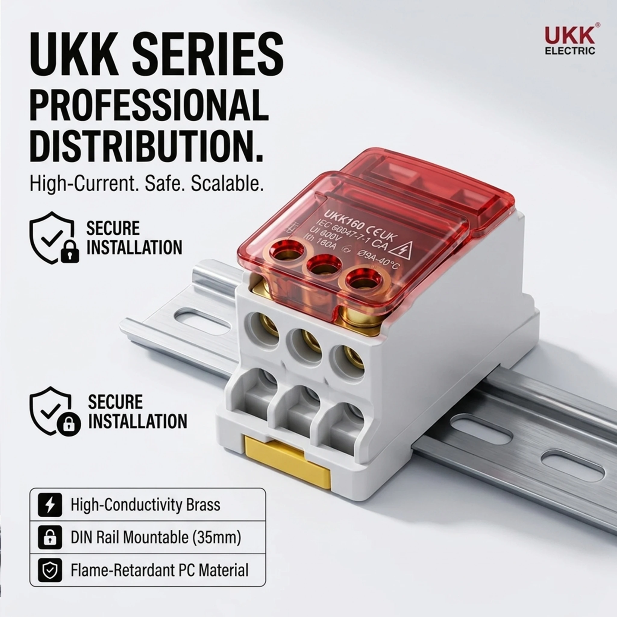UKK Din Rail Terminal Block Junction Box 80A-500A High Current Power Wire Electrical Split Connector Industrial Control Panel
UKK Din Rail Terminal Block Junction Box 80A-500A High Current Power Wire Electrical Split Connector Industrial Control Panel