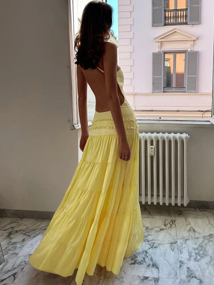 Macheda Fashion Backless Maxi Dress Women Skew Collar Single Shoulder Strap Ruched Ruffles Hem Midnight Banquet Party Vestidos
Macheda Fashion Backless Maxi Dress Women Skew Collar Single Shoulder Strap Ruched Ruffles Hem Midnight Banquet Party Vestidos