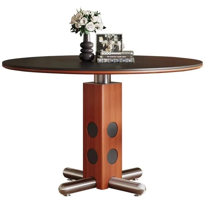 Household small apartment, metal legs round dining table
Household small apartment, metal legs round dining table