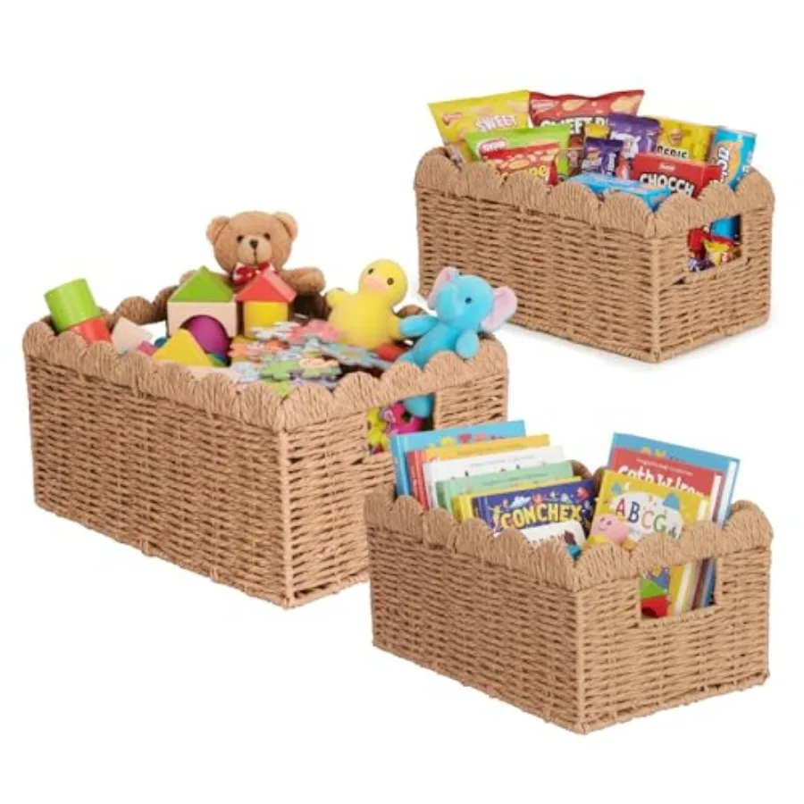 3 Pcs Scalloped Wicker Baskets, Hand-woven Storage Baskets with Built-in Handles, Paper Rope Shelf Baskets for Organizing and D
3 Pcs Scalloped Wicker Baskets, Hand-woven Storage Baskets with Built-in Handles, Paper Rope Shelf Baskets for Organizing and D