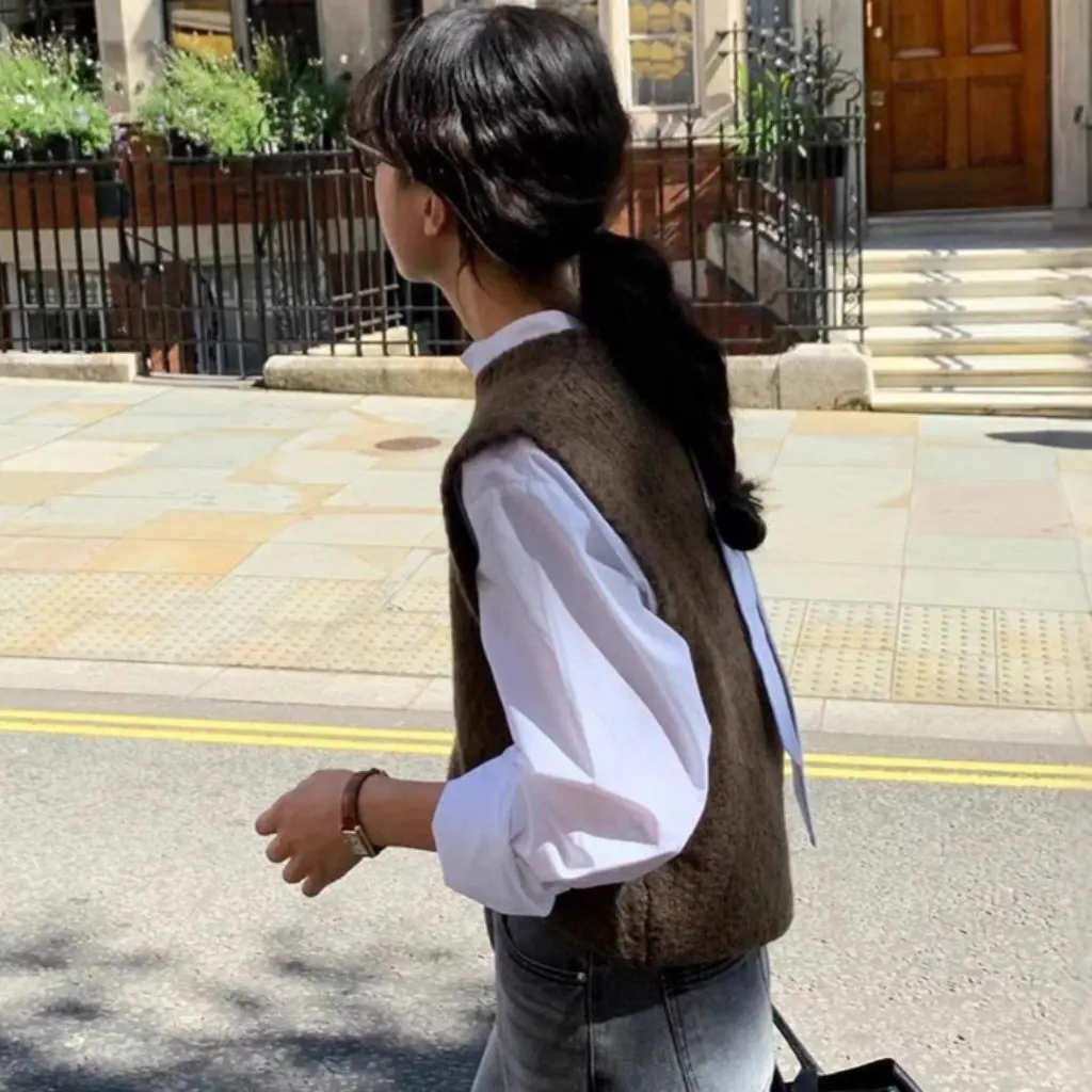 Now H Women's round Neck Vest Knitwear Pure Color Korean Style Spring Layered Work Top Overta E
Now H Women's round Neck Vest Knitwear Pure Color Korean Style Spring Layered Work Top Overta E