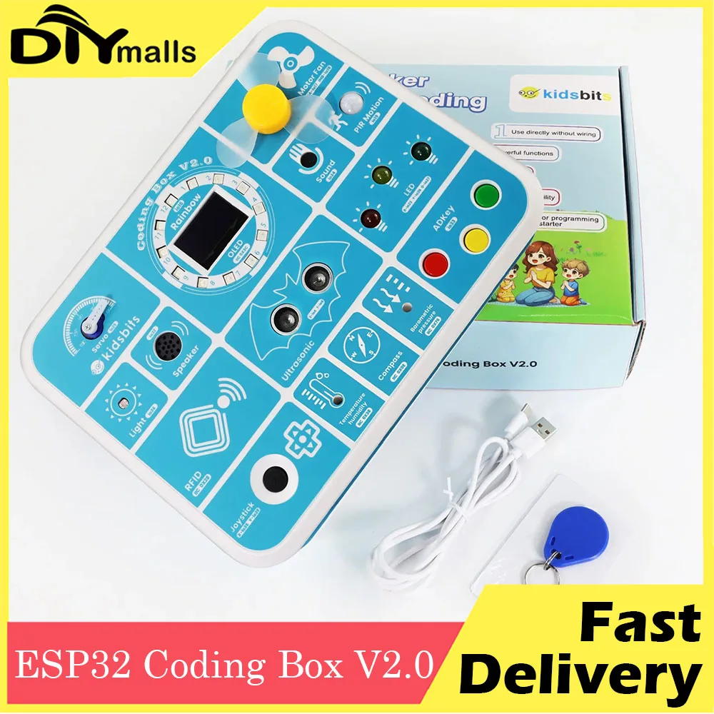 Keyestudio Kidsbits ESP32 Coding Box V2.0 Sensors STEAM Education Tool For Arduino ESP32 Scratch&Micropython Programming
Keyestudio Kidsbits ESP32 Coding Box V2.0 Sensors STEAM Education Tool For Arduino ESP32 Scratch&Micropython Programming