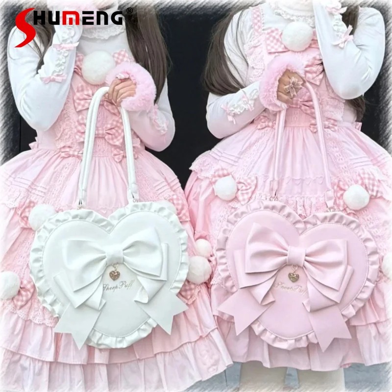 Japanese Sweet Girls Lolita Handbag Princess Sweet Elegance Cute Bow Love Shape Lo Pink Handbag Woman's Shoulder Crossbody Bag
Japanese Sweet Girls Lolita Handbag Princess Sweet Elegance Cute Bow Love Shape Lo Pink Handbag Woman's Shoulder Crossbody Bag