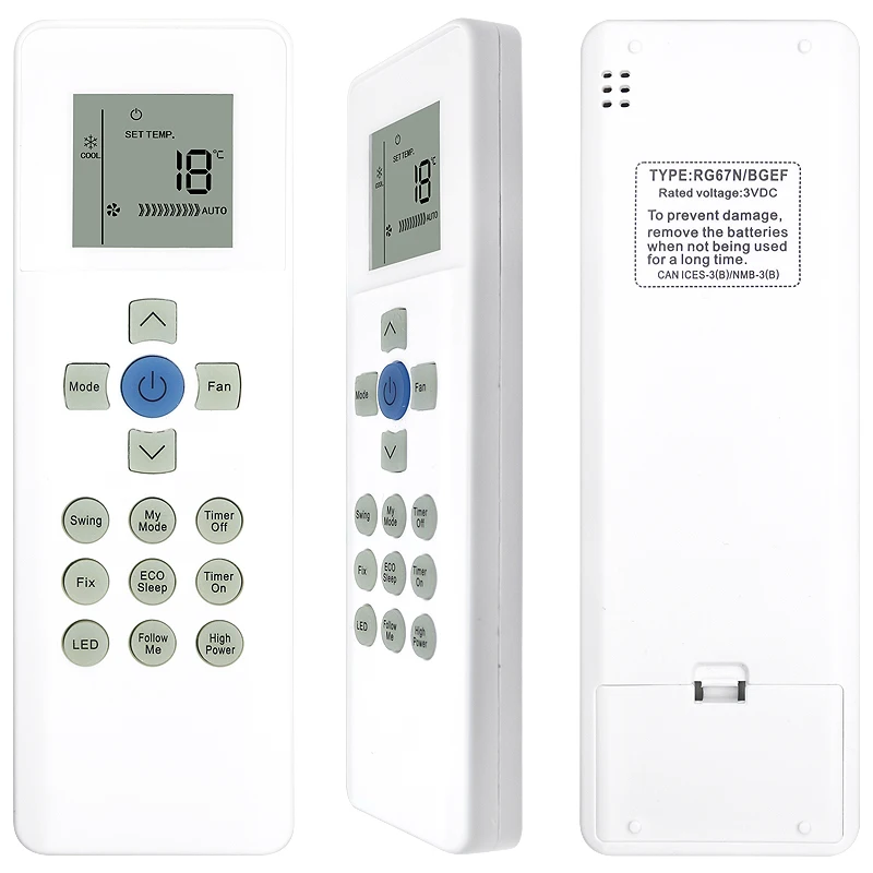 RG67N/BGEF Air Conditioner Remote Control Compatible with Carrier models: RG67V/BGEF, RG67G/BGEF, RG67/BGKF.
RG67N/BGEF Air Conditioner Remote Control Compatible with Carrier models: RG67V/BGEF, RG67G/BGEF, RG67/BGKF.