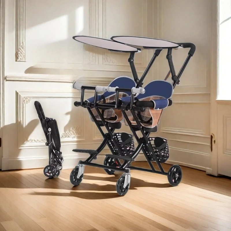 Ultra-light Portable Twin Stroller Double Seat Strollers Foldable Four-wheel Twin Baby Stroller Double Pram with Sunshade Canopy
Ultra-light Portable Twin Stroller Double Seat Strollers Foldable Four-wheel Twin Baby Stroller Double Pram with Sunshade Canopy